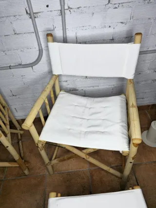 Conjunto 2 Sillones Bambú y Tela Blanca