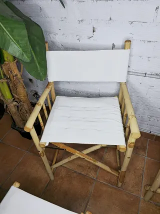Conjunto 2 Sillones Bambú y Tela Blanca