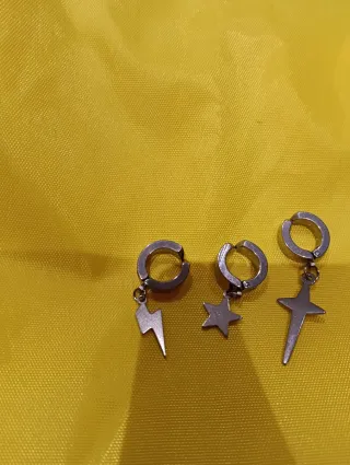 Lote de 3 Pendientes Aro con Colgante de clic