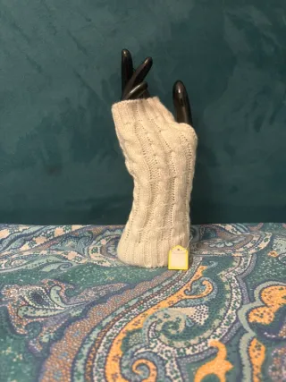 Guanti senza dita in maglia a trecce