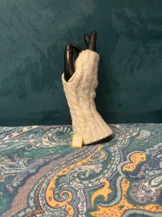 Guanti senza dita in maglia a trecce