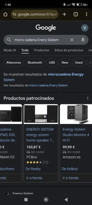 Microcadena Energy Sistem Negra y Plata