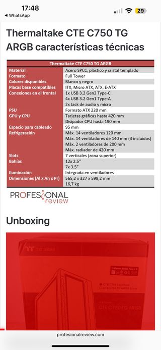Caja mas ventiladores PC Thermaltake CTE C750 TG