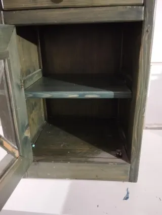 Mesita auxiliar madera maciza con cristal