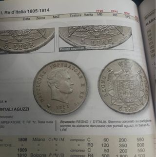 Napoleone 5 Lire 1808 Regno Italia