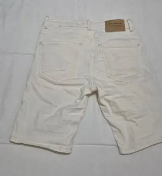 Pull&Bear Shorts Vaqueros Blancos Desgastados