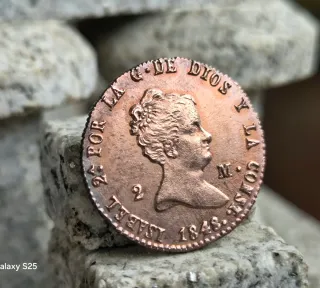 Moneda 2 Maravedís Isabel II 1848 Segovia MBC+