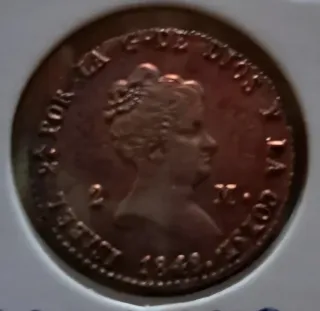 Moneda 2 Maravedís Isabel II 1848 Segovia MBC+