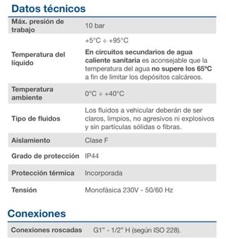 Bomba Ebara ACS Programador Horario