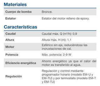 Bomba Ebara ACS Programador Horario