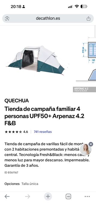 Tienda campaña familiar 4 personas