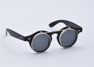 Gafas Sol Steampunk Redondas Abatibles Flip-Up