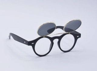 Gafas Sol Steampunk Redondas Abatibles Flip-Up