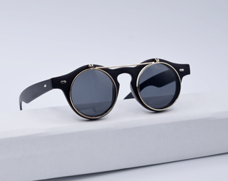 Gafas Sol Steampunk Redondas Abatibles Flip-Up