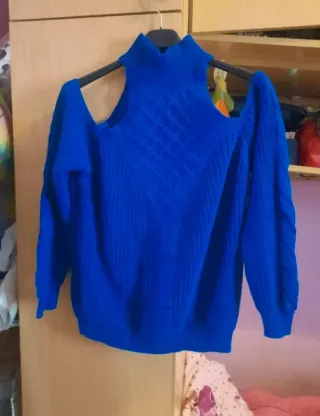 Jersey azul hombros descubiertos talla S