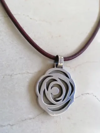 Collar Tous Rosa de Plata y Piel Marrón