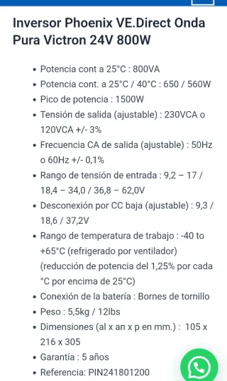 Inversor y MPPT Victron