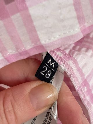 Blusa Uterqüe cuadros rosa y blanco