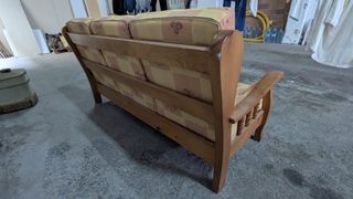 Sofá 3 plazas madera y tela