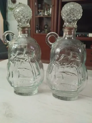 Juego 2 Botellas Decorativas Vidrio Barco
