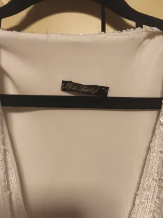 Mono largo lentejuelas plateado y blanco