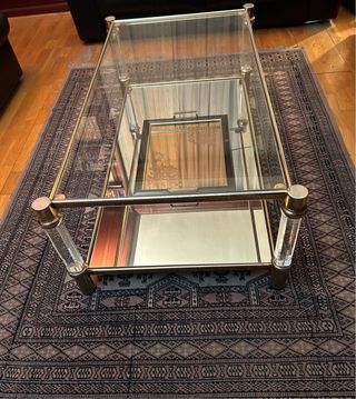 Mesa centro cristal - metal dorado.