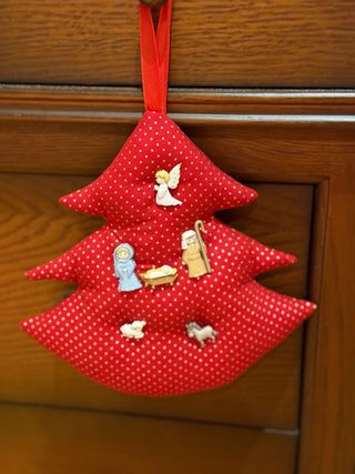 Lote Adornos Navidad Belén Tejido Rojo