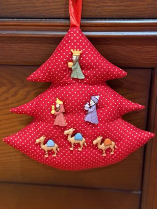 Lote Adornos Navidad Belén Tejido Rojo