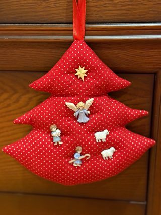 Lote Adornos Navidad Belén Tejido Rojo