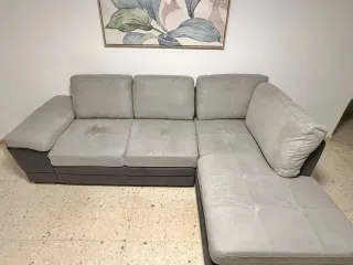 Sofá modular gris y marrón