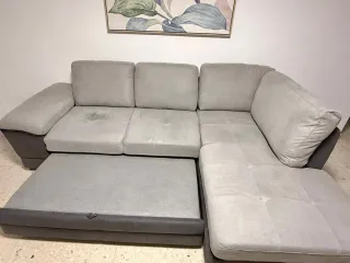 Sofá modular gris y marrón