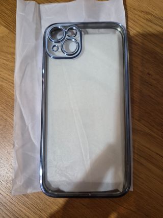 Funda iPhone 14 Plus Transparente con bordes azul