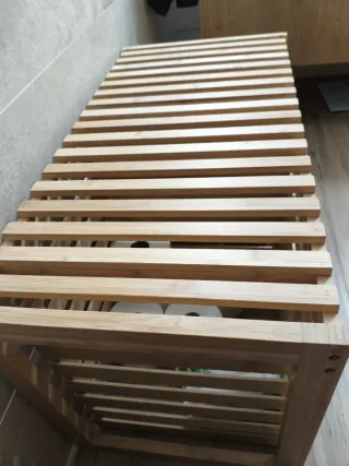 Banco zapatero de bambú con 2 cajones