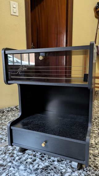 Mesa auxiliar madera y cristal negra