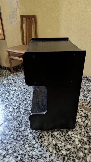 Mesa auxiliar madera y cristal negra