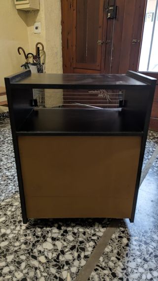 Mesa auxiliar madera y cristal negra