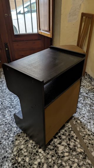 Mesa auxiliar madera y cristal negra
