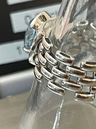 Anillo Oro 18k Aguamarina y Diamantes 8.35g