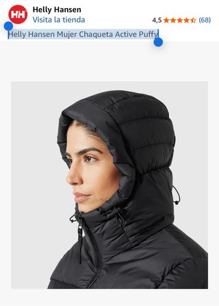 Chaqueta Helly Hansen Mujer Active Puffy Negra