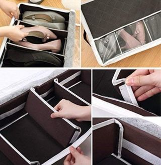 Zapatero Organizador Plegable Marrón (2 unidades)