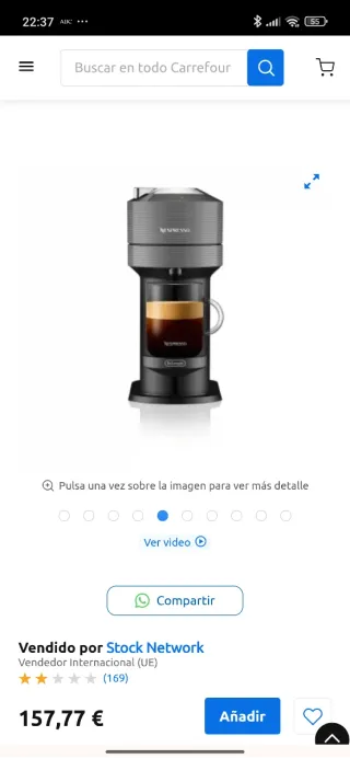 Cafetera Nespresso DeLonghi Negra