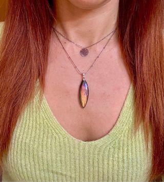 Colgante Labradorita Naranja multicolor plata 925