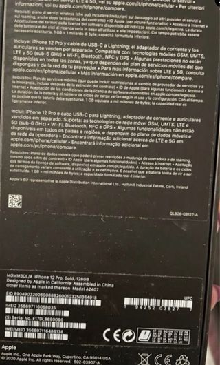 Caja iPhone 12 Pro Gold