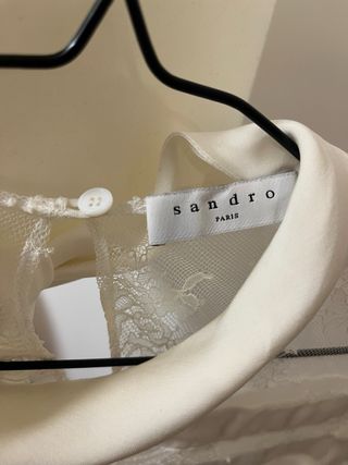 Blusa Sandro Blanca Encaje Transparente
