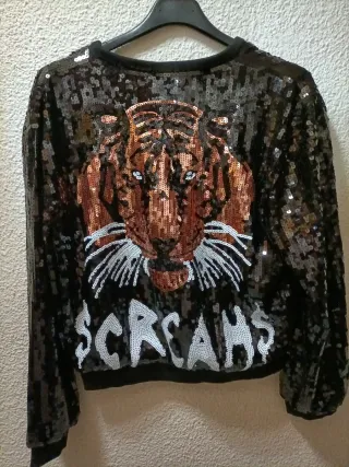 Jersey lentejuelas negro y plateado