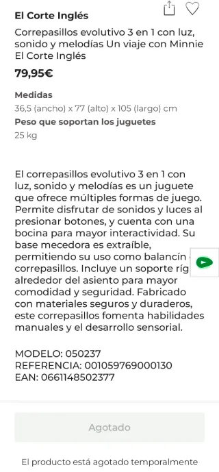 Correpasillos evolutivo con luz y sonidos