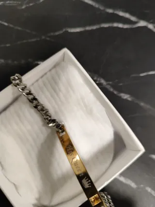 Pulsera de Plata y Oro con Placa