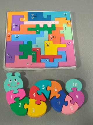 2 Puzzles Madera Animales y Números