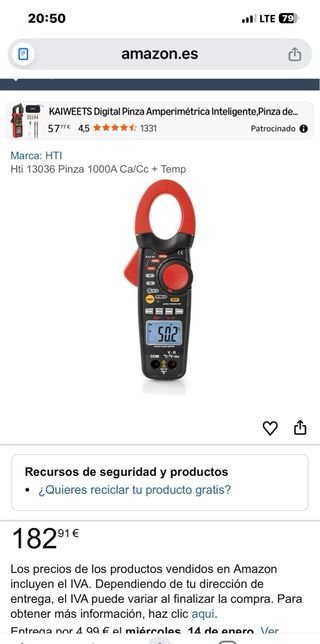 Pinzas Amperimétricas GEF G-3 AC/DC