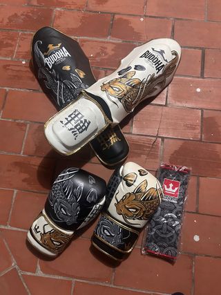 Guantes y espinilleras Buddha esta nuevos poco uso